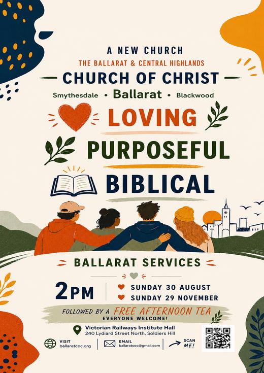 Ballarat gatherings flyer with dates, venue and contact details.
