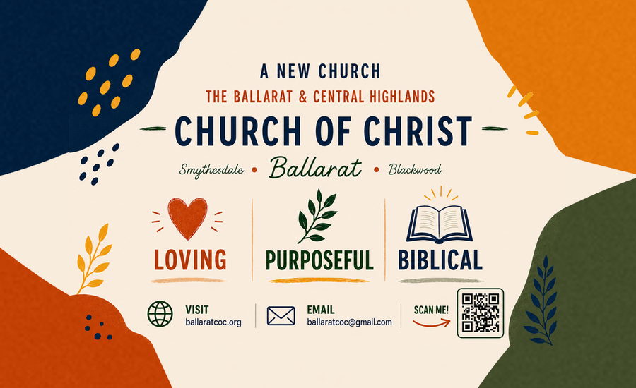 Church business card with website, email and QR code.